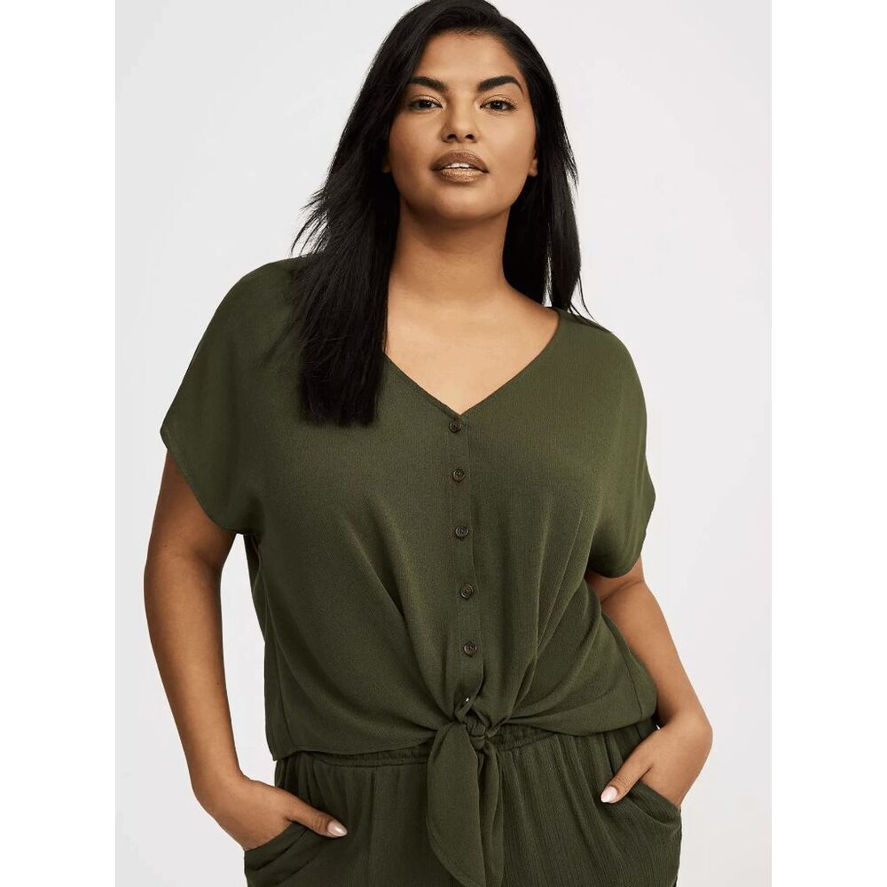 Torrid Dolman Tie-Front Top